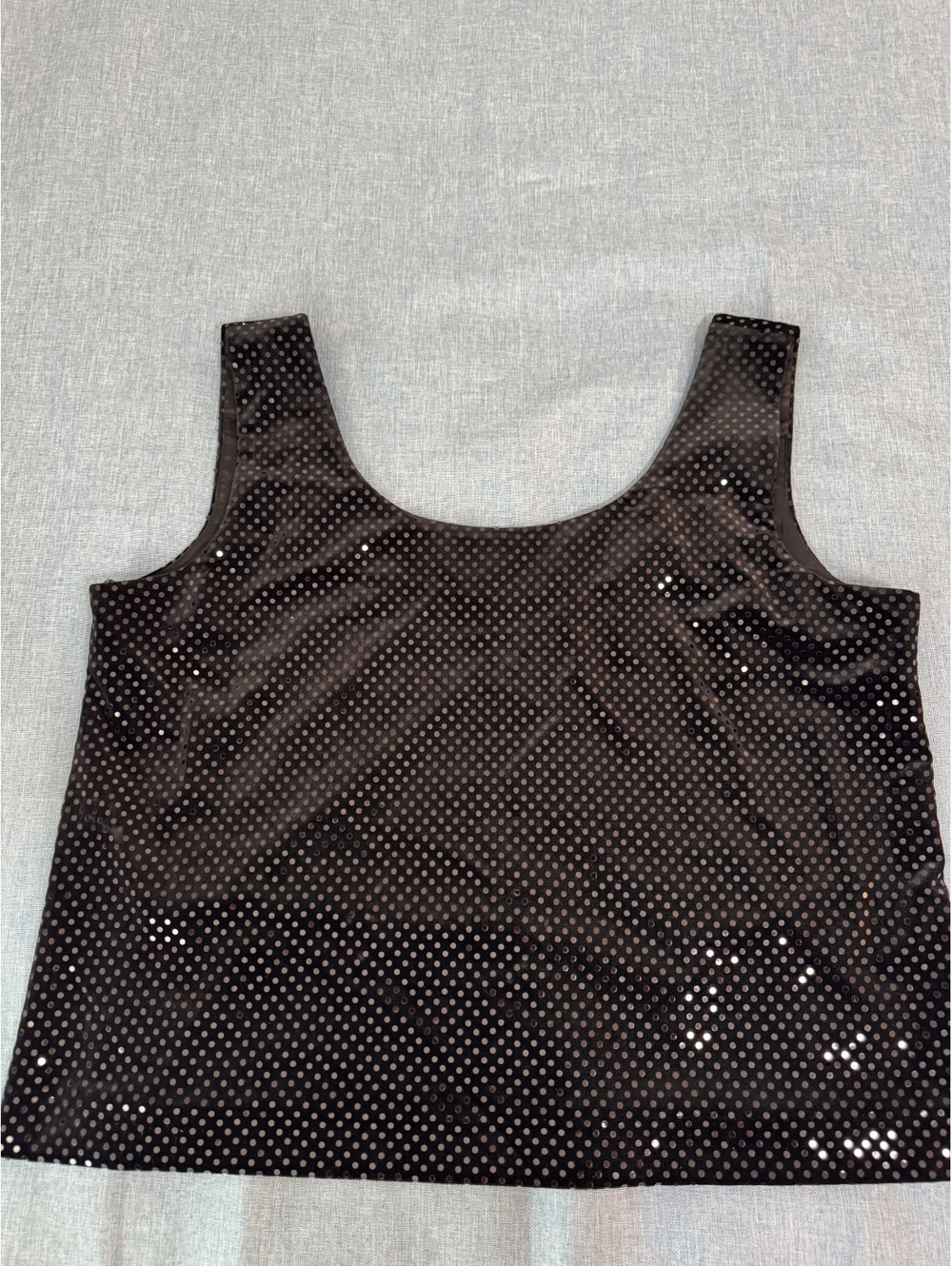 After Dark Black Polka Dot Velvet Tank Top XL